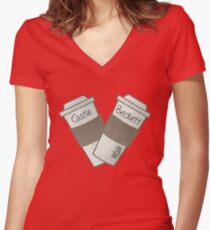 coffee heart Women's Fitted V-Neck T-Shirt