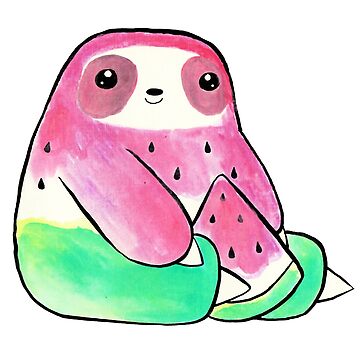 Artwork thumbnail, Watermelon Watercolor Sloth by SaradaBoru