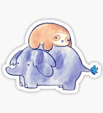 Little Sloth and Elephant Watercolor Sticker