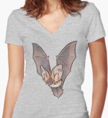 Grey long-eared bat Women's Fitted V-Neck T-Shirt