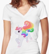 Cute Baby Rainbow Unicorn Women's Fitted V-Neck T-Shirt