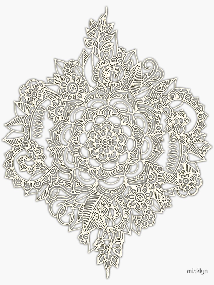 Creme marokkanisches Blumenmuster auf tiefe Indigo-Tinte von micklyn