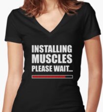 Installing muscles Women's Fitted V-Neck T-Shirt