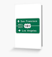 San Francisco-Los Angeles-US Route 101, Road Sign, California Greeting Card