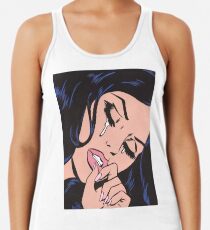 Schwarzes Haar weinendes komisches Mädchen Tanktop für Frauen