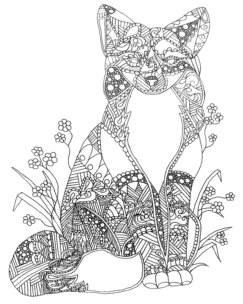  Colorable Fox  Abstract Animal Art Adult  Coloring  by 
