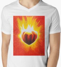Flaming Heart Men's V-Neck T-Shirt