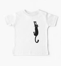Black Cat Holding On Baby Tee