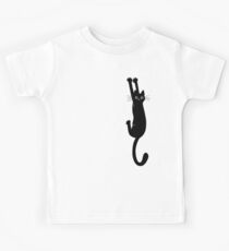 Black Cat Holding On Kids Tee