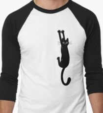 Black Cat Holding On Men's Baseball ¾ T-Shirt