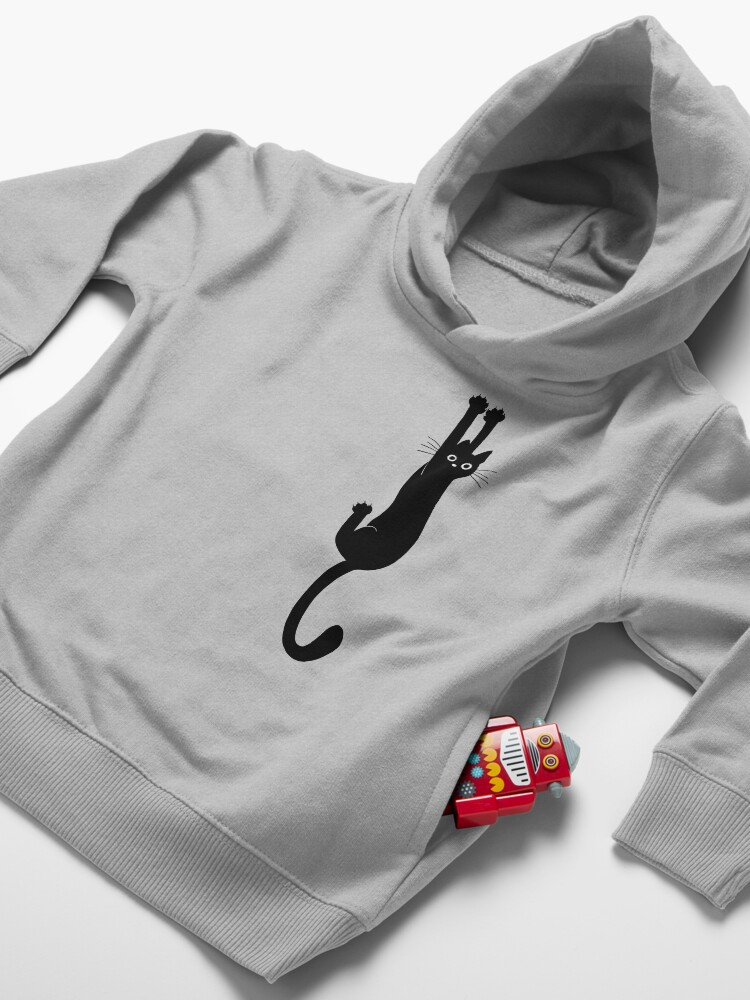 Alternate view of Black Cat Holding On Toddler Pullover Hoodie