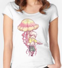 Quallen Regenschirm Tailliertes Rundhals-Shirt
