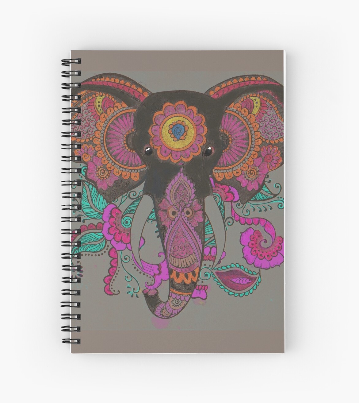 "HandColored Elephant Design" Spiral Notebook by grandmabarnes2