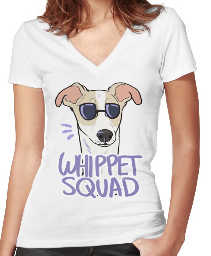 WHIPPET SQUAD (fawn) Women's Fitted V-Neck T-Shirt