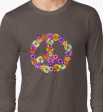 Peace Sign Floral Long Sleeve T-Shirt