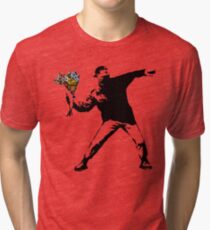 Banksy - Rage, Flower Thrower Tri-blend T-Shirt