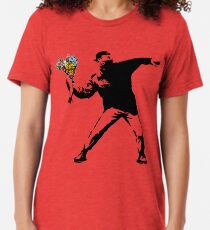 Camiseta de tejido mixto Banksy - rabia, lanzador de flores