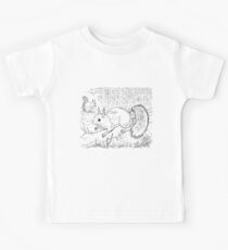 Red Squirrel Black on White Kids Tee