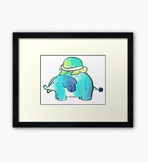 Schildkröte und Elefant Aquarell Gerahmtes Wandbild