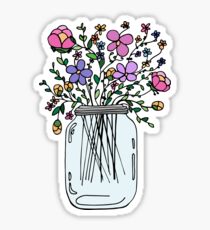 Pegatina Tarro de masón con flores
