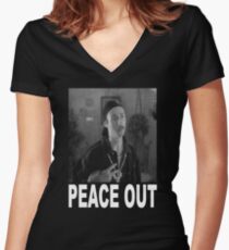 Peace Out - Napoleon Dynamite Women's Fitted V-Neck T-Shirt