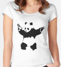 Banksy - Panda With Guns Women's Fitted Scoop T-Shirt