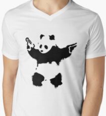 Banksy - Panda With Guns Men's V-Neck T-Shirt