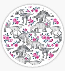 Dinosaurs and Roses – white Sticker