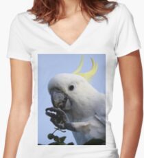 Sulphur Crested Cockatoo Women's Fitted V-Neck T-Shirt