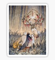 The Wish - Kitsune Fox Deer Yokai Sticker