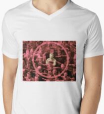 Closeup of the Hero August Landmesser Men's V-Neck T-Shirt