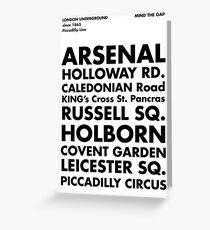 Piccadilly Line in Futura Greeting Card