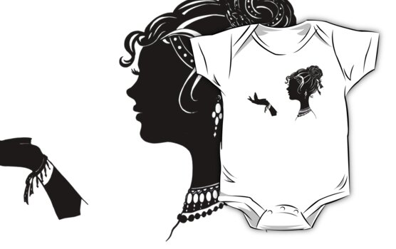 Vanity Fashion Illustration Beauty Paper Cutout Black And White Silhouette Signed Print Sexy