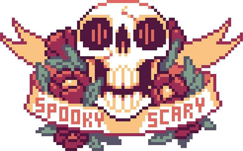 "Spooky Scary Pixel Skull" Stickers by etall | Redbubble