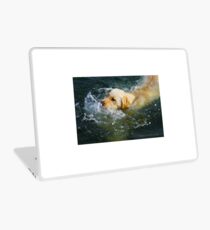 Vinilo para portátil "Yellow Lab Swims MIchigan Lake"