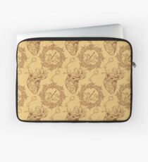 Pattern of heart, clockwork and key in steampunk style Laptop Sleeve