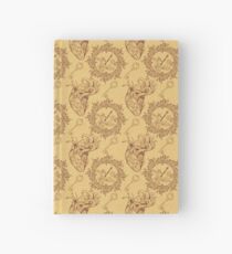 Pattern of heart, clockwork and key in steampunk style Hardcover Journal