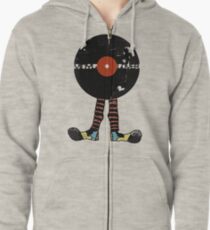 Funny Vinyl Records Lover - Grunge Vinyl Record Zipped Hoodie
