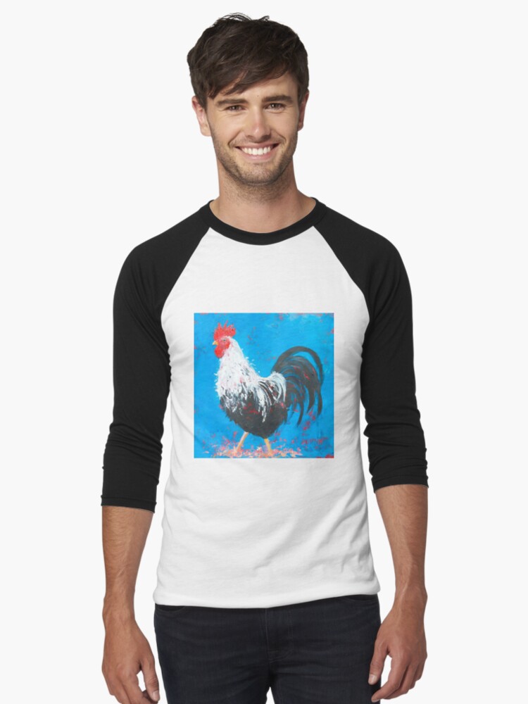 Black And White Rooster Painting T Shirt By Matsonartdesign