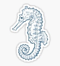 Seahorse sea horse nature ocean aquatic underwater vector. Hand drawn marine engraving illustration on white background Sticker
