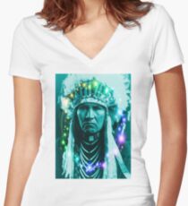 Magical Indian Chief Women's Fitted V-Neck T-Shirt