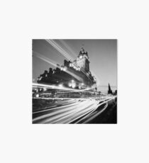 Edinburgh, Scotland, Long exposure Black and White Photo Art Board