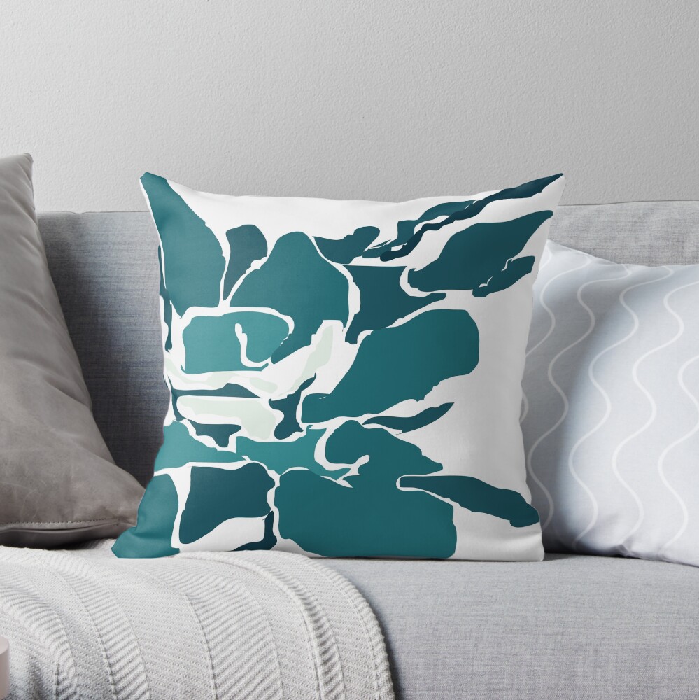 Orchards 2 in Teal Throw Pillow