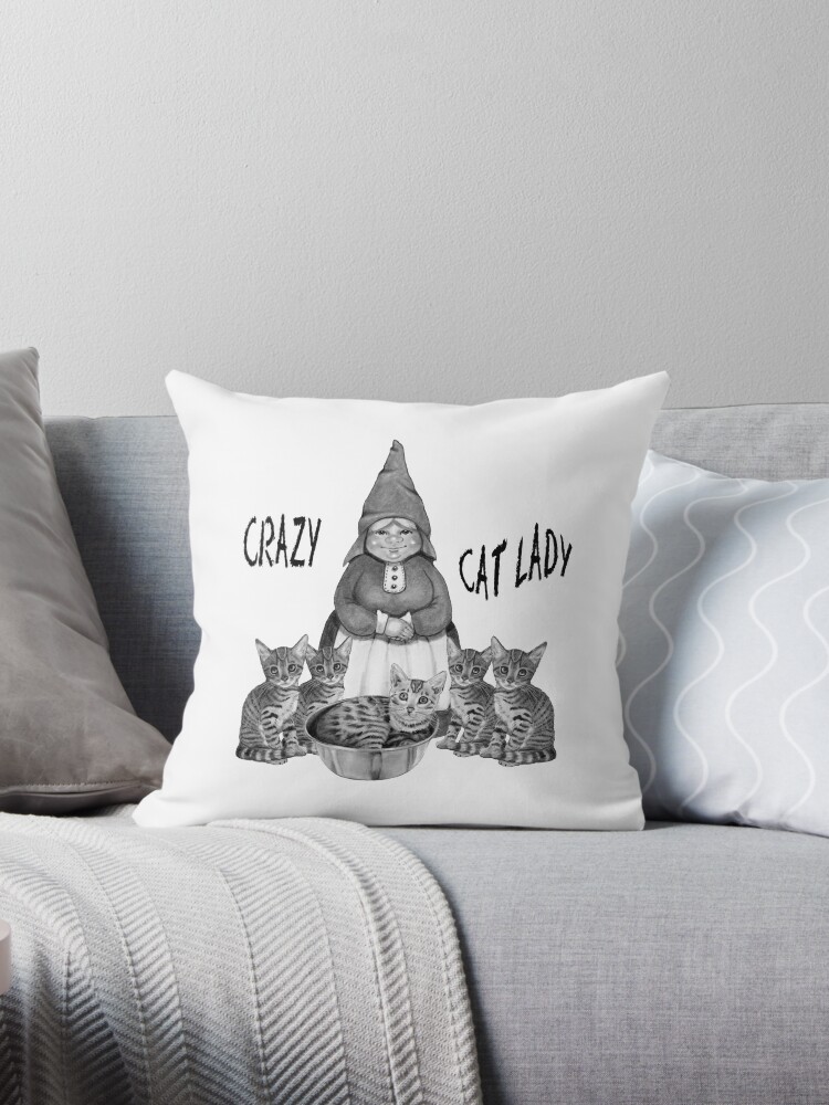 cat lady pillow