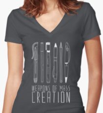 Weapons Of Mass Creation (on grey) Women's Fitted V-Neck T-Shirt