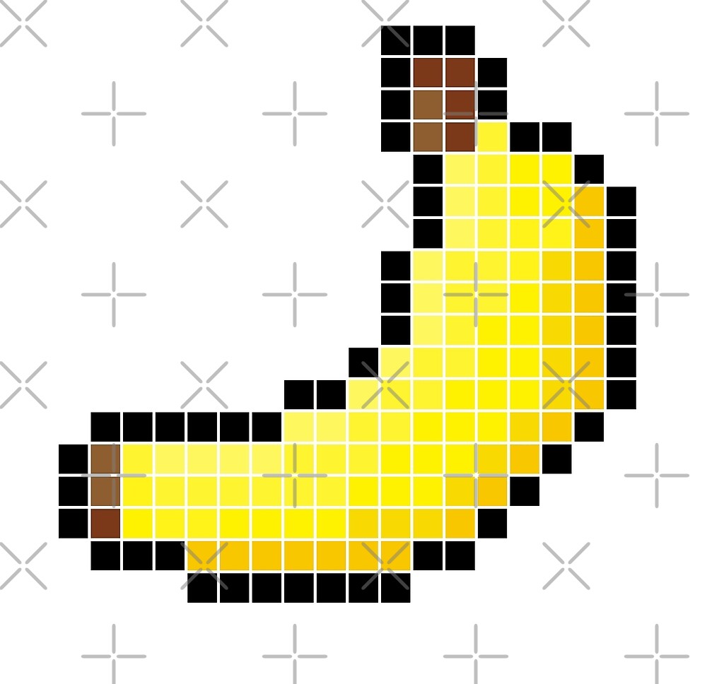 "8 bit pixel banana " by NemJames  Redbubble