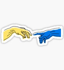 Erschaffung Adams in Blau und Gelb Sticker