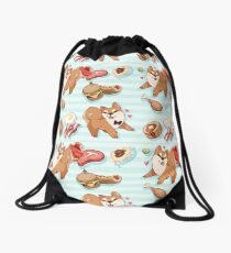 Tileable shiba - Blue Drawstring Bag
