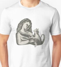 woman and cat Unisex T-Shirt