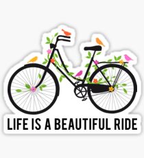 Life is a beautiful ride, vintage bicycle with birds Sticker